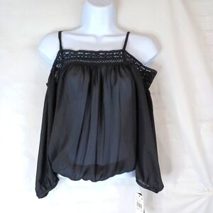 SHEER Black Off The Shoulder Crop Top In Size XXS By BCX NWT